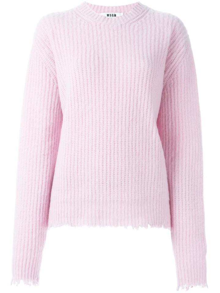 Msgm Ribbed Jumper, Women's, Size: Medium, Pink/purple, Polyamide/wool