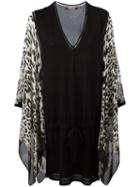 Roberto Cavalli Leopard Print Shift Dress, Women's, Size: 44, Black, Viscose/polyester/silk