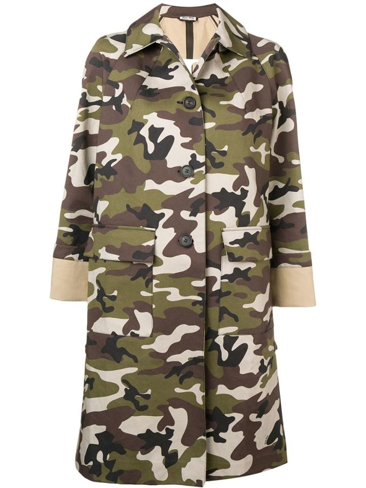 Miu Miu Camouflage Print Coat - Green