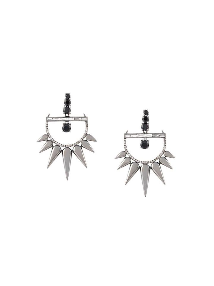 Elise Dray Diamond Drop Spiked Earrings, Women's, Metallic