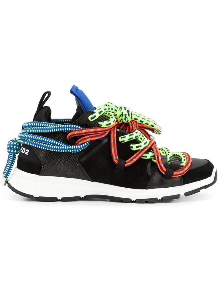 Dsquared2 Bungy Jump Sneakers, Women's, Size: 35, Black, Calf Leather/elastodiene/goat Suede