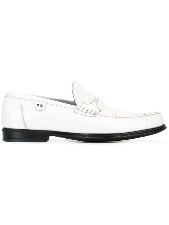 Dolce & Gabbana Patent Leather Loafers - White