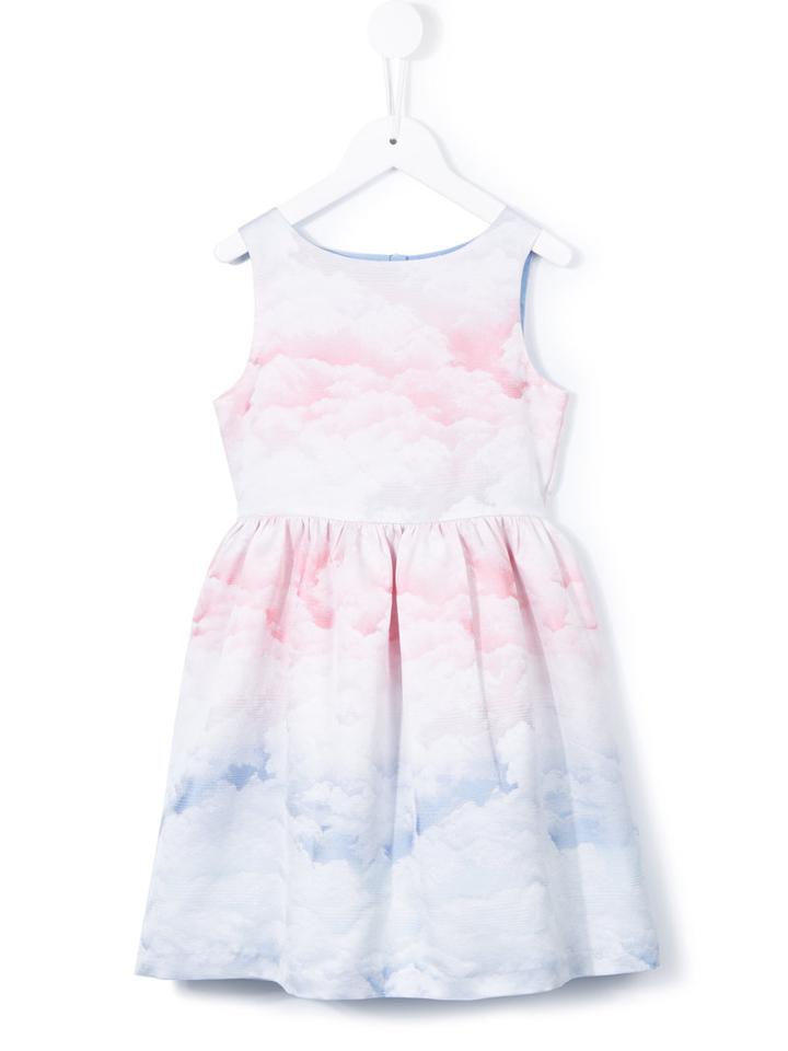 Charabia Cloud Print Dress, Girl's, Size: 10 Yrs, Pink/purple