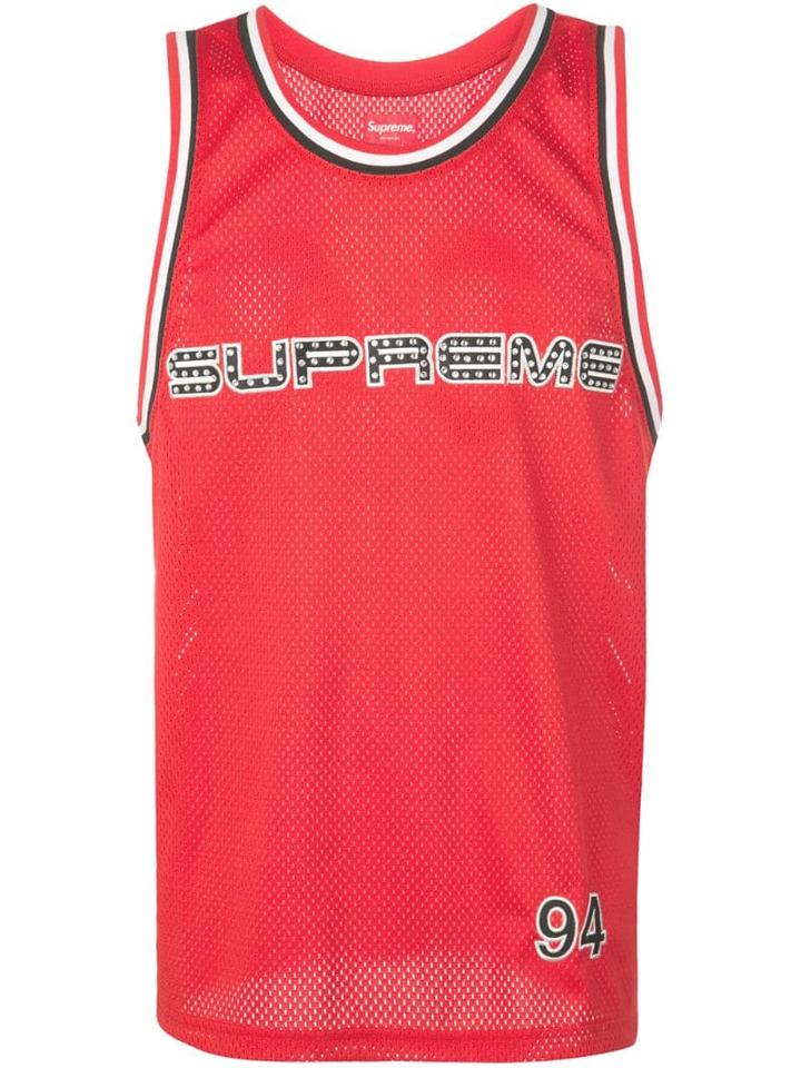 Supreme Rhinestone Basketball Jersey - Red