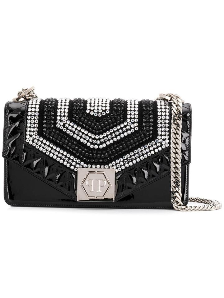 Philipp Plein Logo Embellished Shoulder Bag - Black