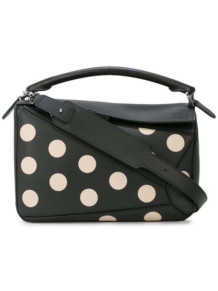 Loewe Puzzle Polka-dot Shoulder Bag - Black