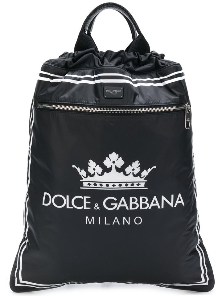 Dolce & Gabbana Drawstring Logo Backpack - Black