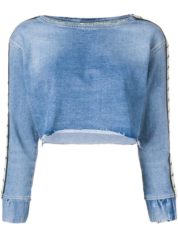 Kappa Cropped Logo Print Top - Blue