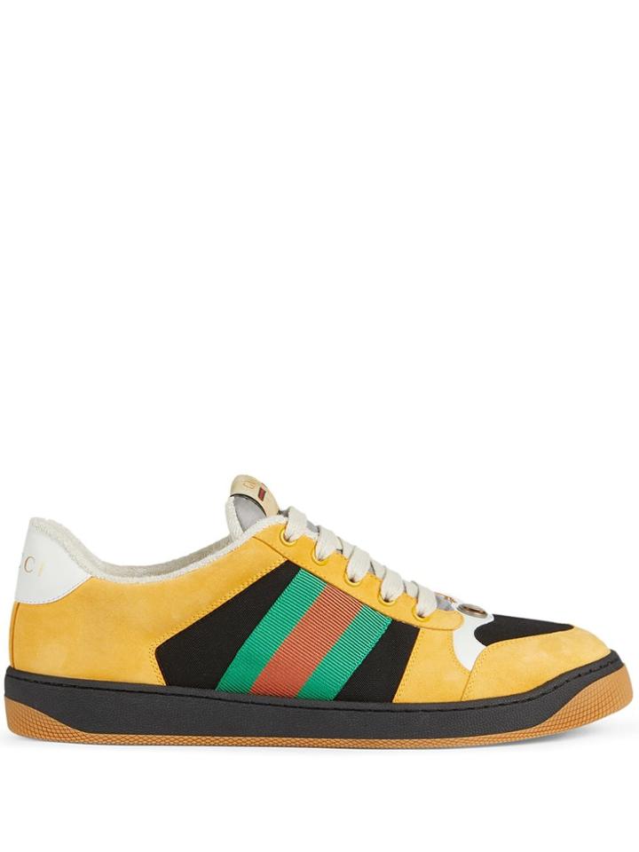 Gucci Screener Sneakers In Suede - Yellow
