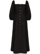 Mara Hoffman Marlow Box Neck Linen Maxi Dress - Black