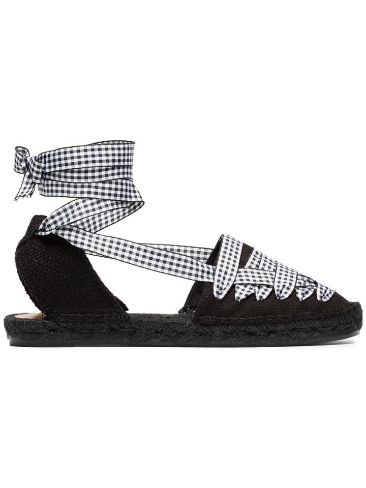 Castañer Black Jean Flat Gingham Beribboned Espadrilles
