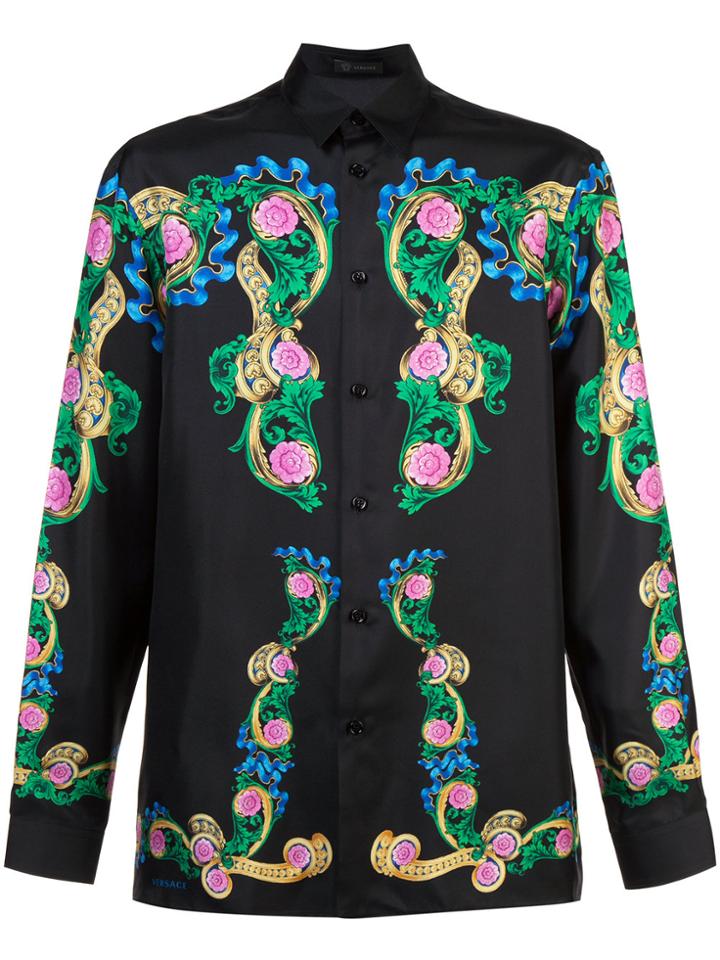 Versace Floral Print Shirt - Black