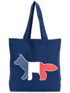 Maison Kitsuné Tricolour Fox Tote - Blue