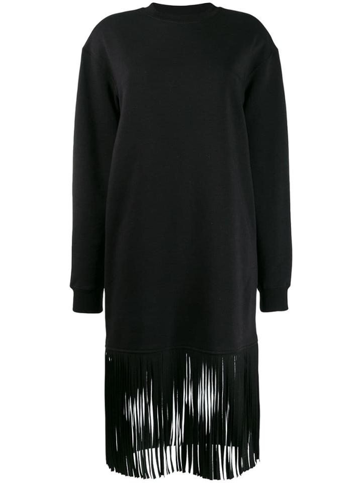 Msgm Fringed Sweatshirt Dress - Black