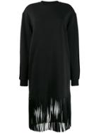 Msgm Fringed Sweatshirt Dress - Black