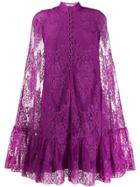 Erdem Cape-effect Mini Dress - Purple