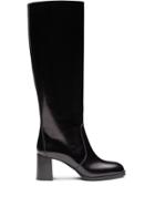 Prada Knee-high Bushed-leather Boots - Black