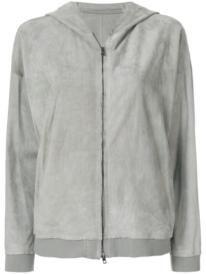 Salvatore Santoro Suede Hoodie - Grey
