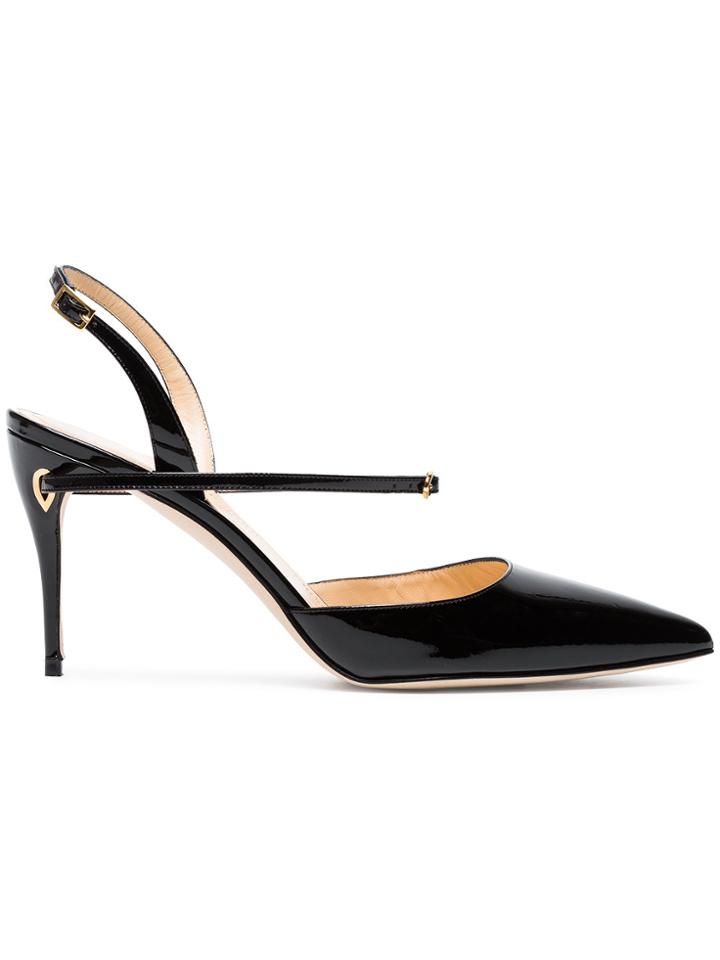 Jennifer Chamandi Black Vittorio 85 Patent Leather Pumps