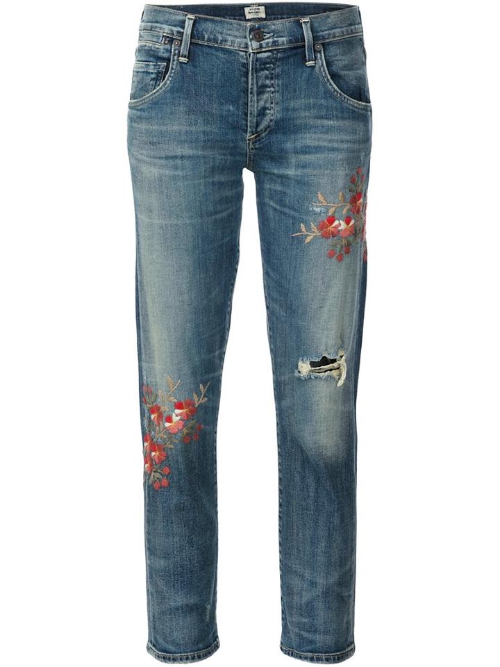 Citizens Of Humanity 'madera Blossom' Cropped Jeans, Women's, Size: 29, Blue, Cotton/polyurethane