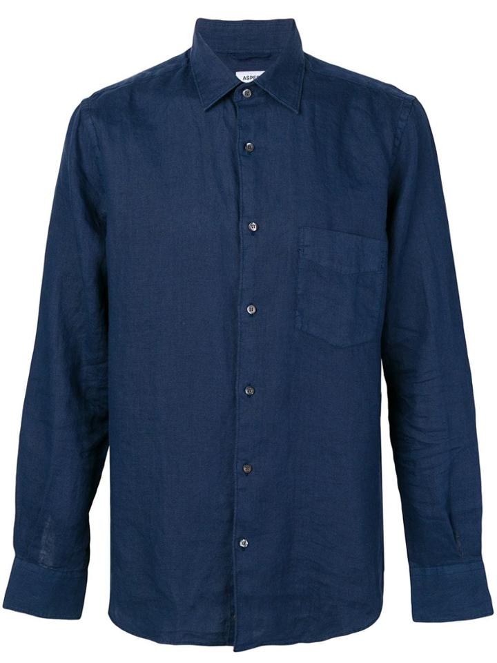 Aspesi Slim-fit Linen Shirt - Blue