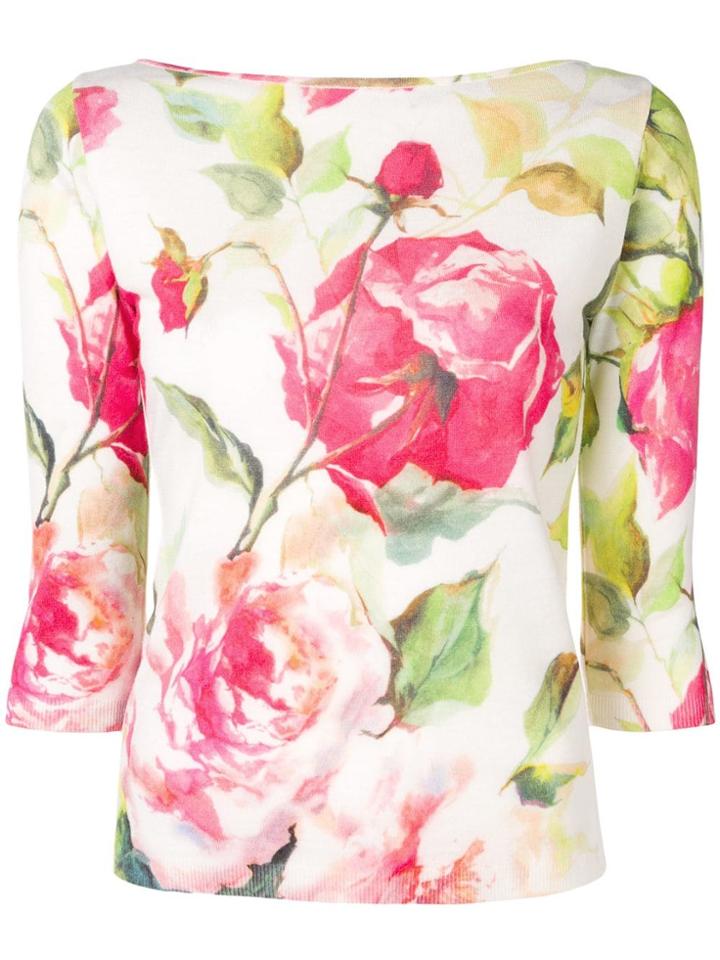 Blugirl Floral Fine Knit Sweater - White
