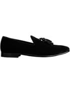 Burberry Tassel Detail Velvet Loafers - Black