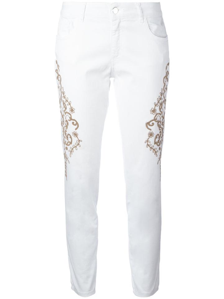 Wandering Embroidered Jeans, Women's, Size: 42, White, Cotton/spandex/elastane