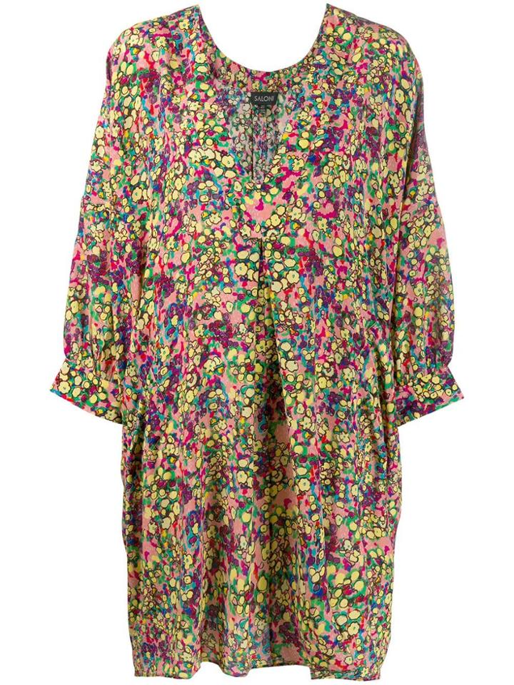 Saloni Peach Dewdrops Dress - Pink