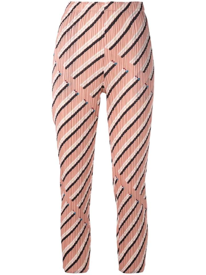 Pleats Please By Issey Miyake Stripe Pleated Trousers - Pink