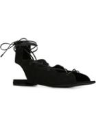 Saint Laurent Nu Pieds Flat Sandals, Women's, Size: 38, Black, Suede/leather