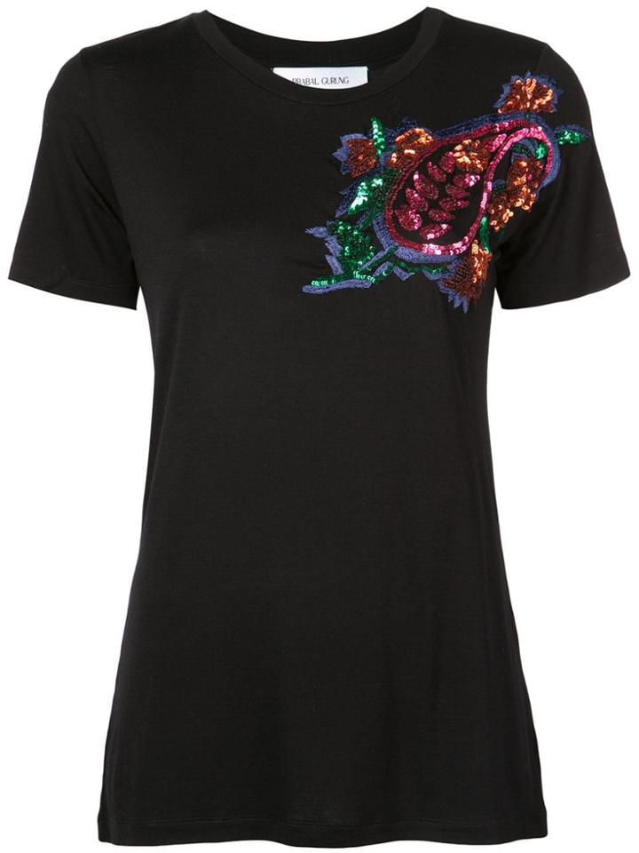 Prabal Gurung Sequined Paisley T-shirt - Black