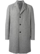 Emporio Armani Single Breasted Coat, Men's, Size: 50, Grey, Polyester/spandex/elastane/virgin Wool
