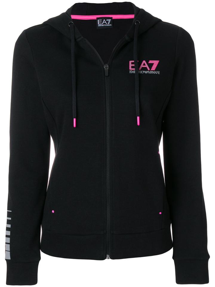 Ea7 Emporio Armani Hooded Logo Track Top - Black