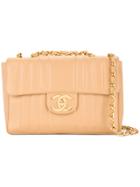 Chanel Vintage Jumbo Quilted Cc Double Chain Shoulder Bag - Brown