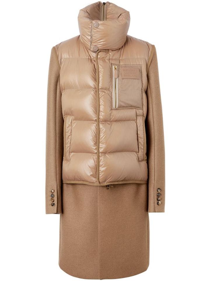 Burberry Down-filled Gilet Detail Camel Hair Tailored Coat - Brown
