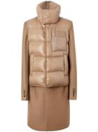 Burberry Down-filled Gilet Detail Camel Hair Tailored Coat - Brown