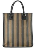 Fendi Vintage Striped Logo Tote - Brown