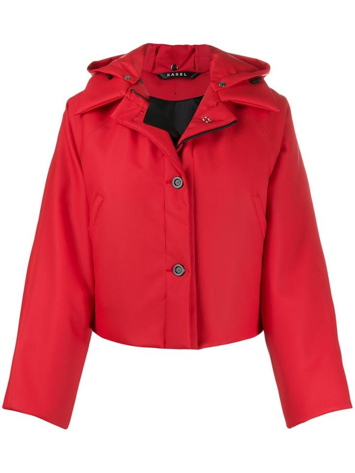 Kassl Editions Rubberised Cropped Puffer Jacket - Red