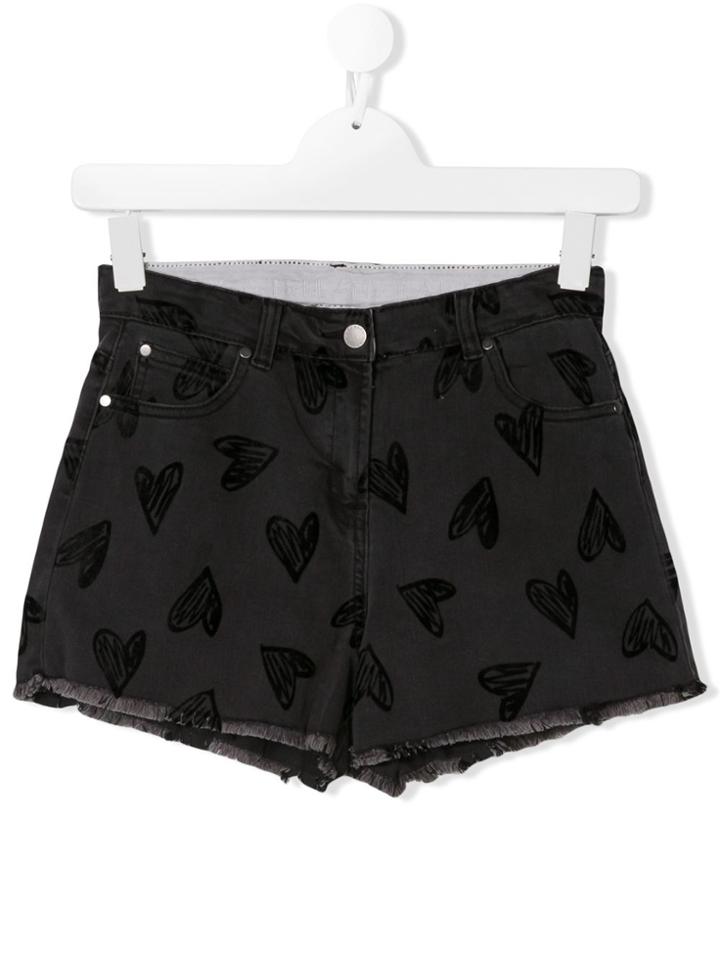 Stella Mccartney Kids Teen Hearts Print Shorts - Grey