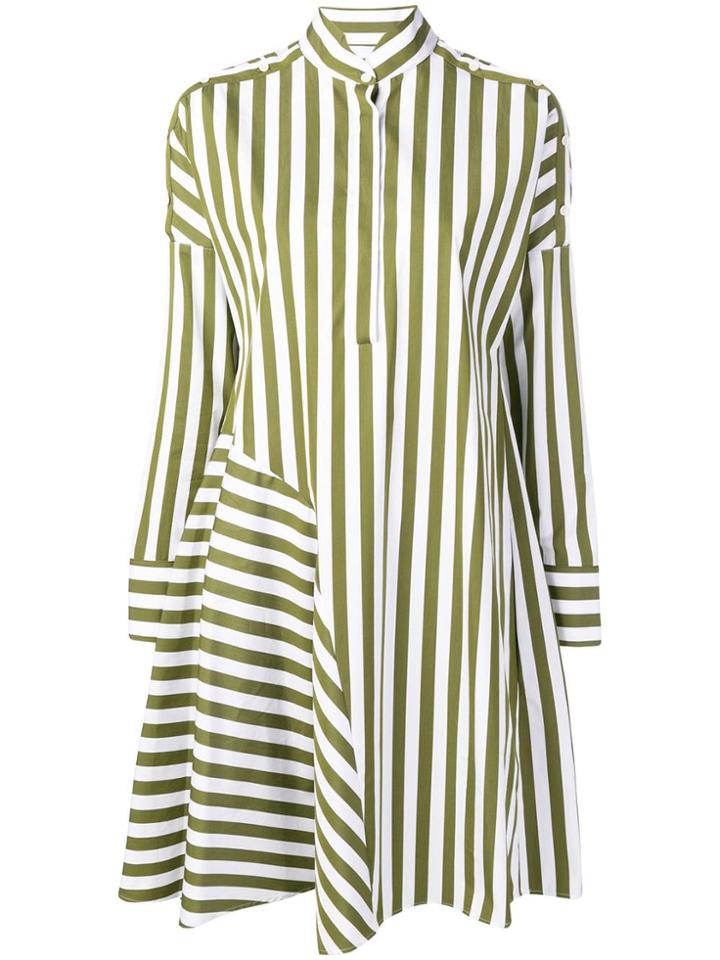 Akris Punto Striped Flared Shirt Dress - Green