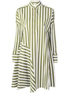 Akris Punto Striped Flared Shirt Dress - Green