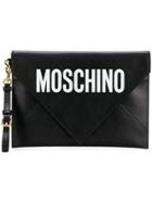 Moschino Leather Envelope Clutch - Black