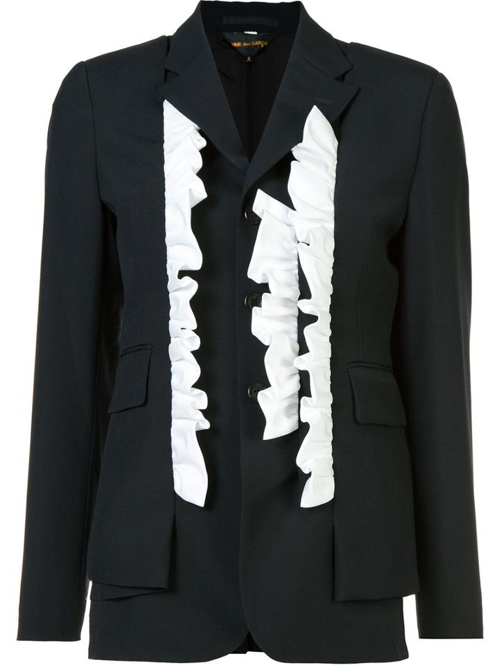 Comme Des Garçons - Frill Trim Blazer - Women - Cotton - S, Black, Cotton