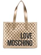Love Moschino Logo Print Quilted Tote Bag - Gold