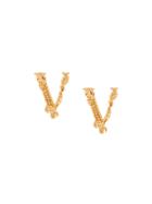 Versace Virtus Embossed Earrings - Gold