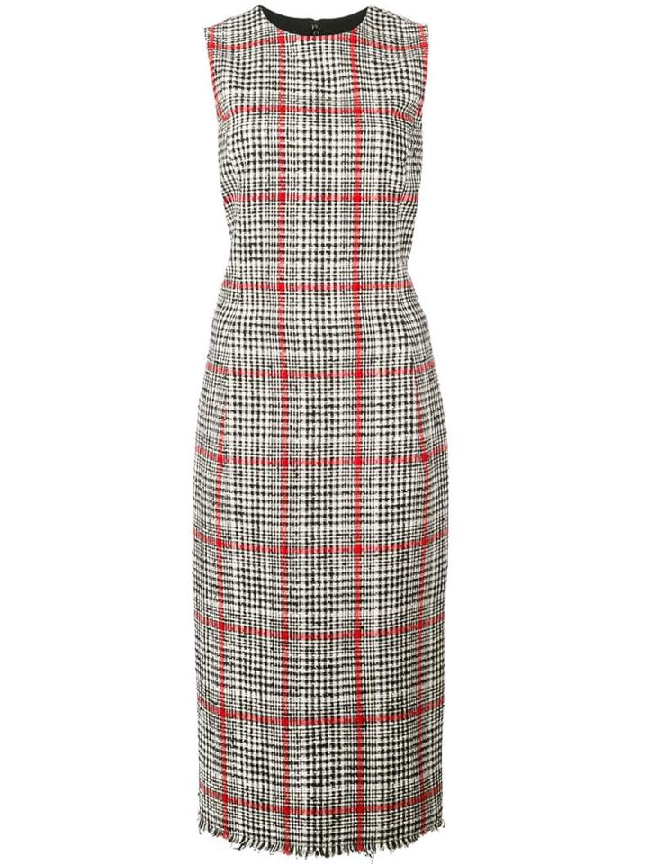 Oscar De La Renta Checked Midi Dress - Grey