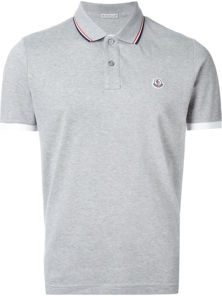 Moncler Logo Polo Shirt, Men's, Size: S, Grey, Cotton