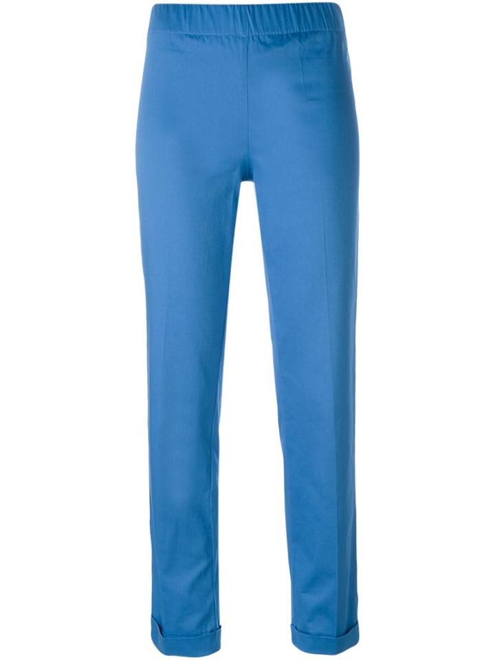 P.a.r.o.s.h. Slim Fit Trousers, Women's, Size: Xxl, Blue, Cotton/spandex/elastane