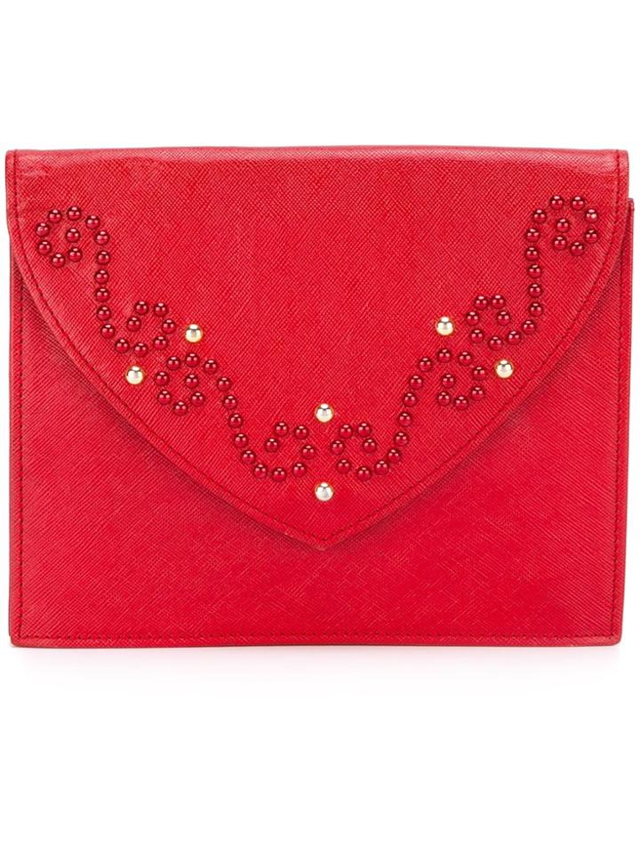 Yves Saint Laurent Vintage Studded Clutch - Red